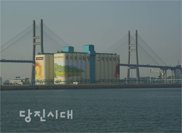 ▲ 당진항 서부두 5만톤급 양곡부두가 지난 25일 개장했다. 사진은 (주)태영그레인터미널의 모습.