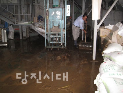 대호지면 송전정미소가 물에 잠겨 쌀과 벼, 도정기계 등에 상당한 피해를 입었다.