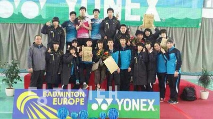 ▲ 2014 독일 주니어오픈 세계 배드민턴 선수권 대회에서 복식부분 시상식이 진행되고 있다.