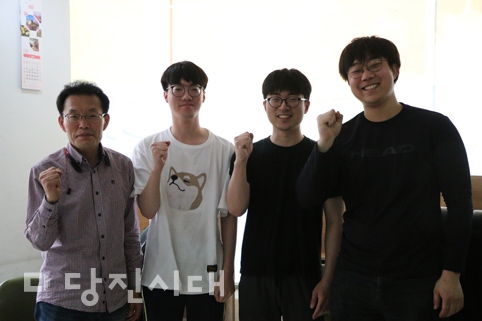 ▲ 당진시나눔푸드뱅크 조원홍 사무장과 사회복무요원들