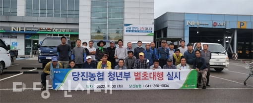 ▲ 당진농협 청년부가 추석을 앞두고 벌초 대행 작업을 지난달 30일 실시했다.