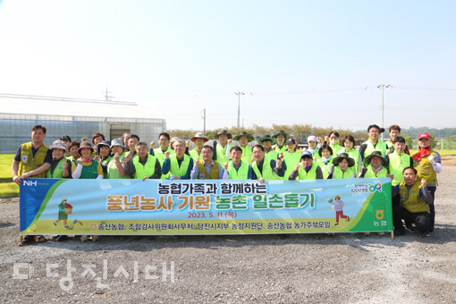 지난 11일 송산농협 벼 육묘장에서 농촌일손돕기가 진행됐다.