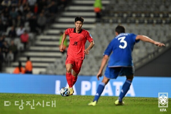 신평고 출신 이영준 선수가 2023 FIFA U-20 월드컵 4강전 이탈리아 경기에 출전했다. (출처 : 대한축구협회)