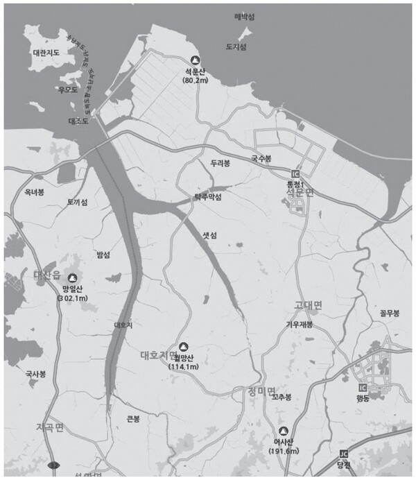 1963년 제작된 석문의 옛 지도와 현재 지형 (※자료출처 : 국토지리정보원) 
