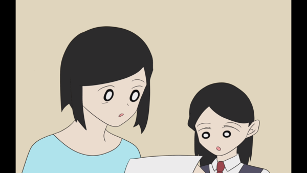 한국어를 잘 알지 못하는 어머니 대신 율리아 학생이 포장지에 적혀있는 한국어를 설명해 준다.